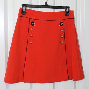Leifsdottir for Anthropologie Regatta Orange Navy A-Line Mini Skirt - Size 2
